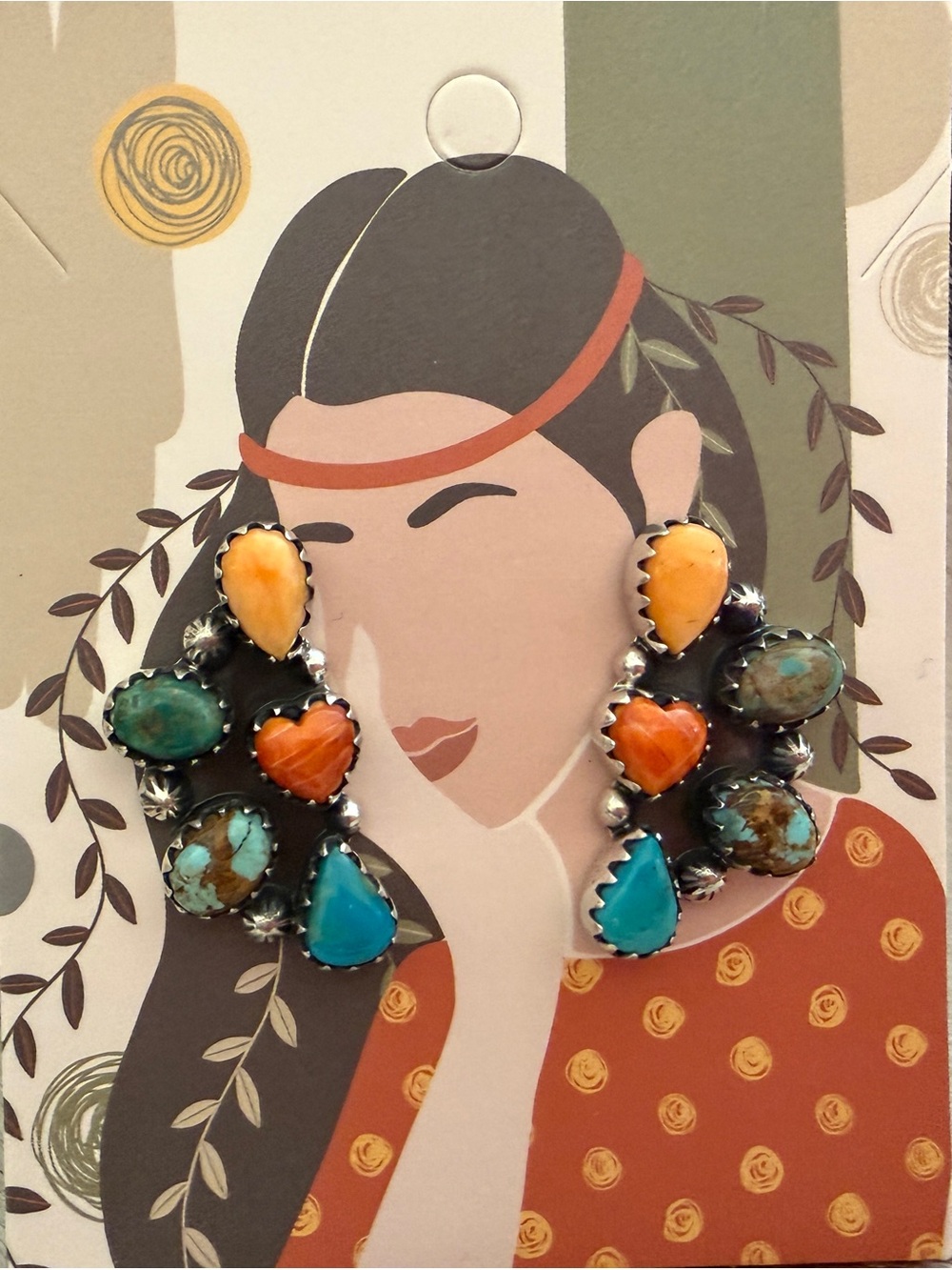 ❤️ Stunning Multistone Spiny Oyster Turquoise Hearts Ovals Teardrop 925 Earrings